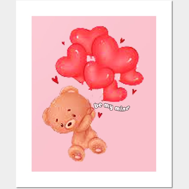 little bear carrying balloons Wall Art by suwalow